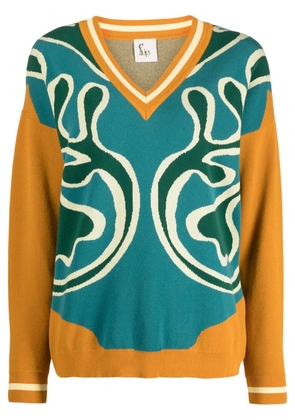 PAULA patterned-intarsia striped sweatshirt - Blue