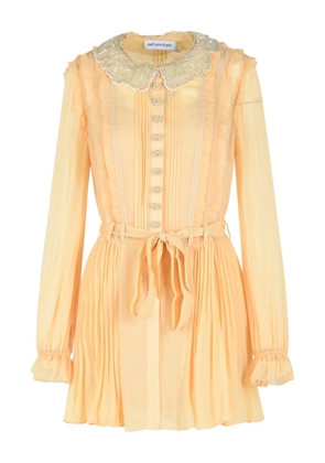 Self-Portrait pleated mini dress - Neutrals