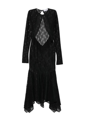 The Attico lace asymmetric-hem midi dress - Black