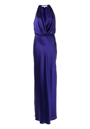 Michelle Mason draped-detail halterneck gown - Blue
