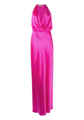 Michelle Mason draped-detail halterneck gown - Pink