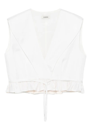 SANDRO ruffled V-neck top - Neutrals