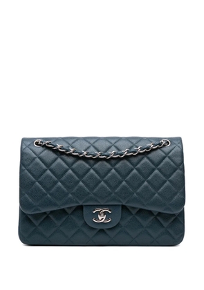 CHANEL Pre-Owned 2014-2015 Jumbo Classic Iridescent Caviar Double Flap shoulder bag - Blue