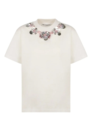 DES PHEMMES bead-embellished crew-neck T-shirt - Neutrals