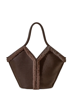 Hereu shearling-trimmed leather shoulder bag - Brown