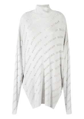 Balenciaga logo-print ribbed-knit jumper - Grey