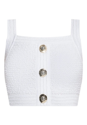 Balmain button-embellished cropped top - Neutrals