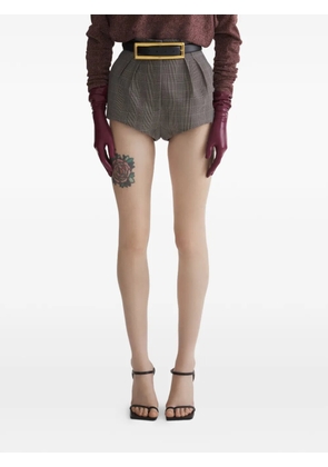 Mugler pleated check shorts - Grey