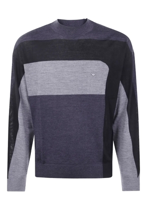 Emporio Armani block-panel wool sweater - Grey