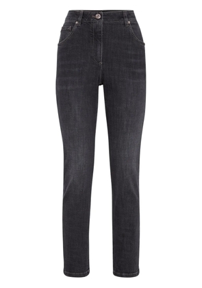 Brunello Cucinelli patch detail high-waisted jeans - Black