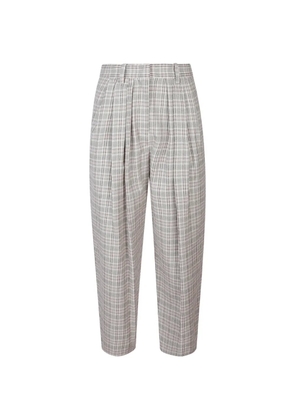 MARANT ÉTOILE pleated check-pattern trousers - White