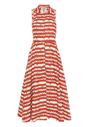 alessandro enriquez motif-print striped cotton dress - Red