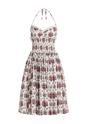 Dolce & Gabbana floral halterneck mini dress - White