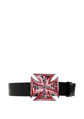 VETEMENTS cross-buckle leather belt - Black