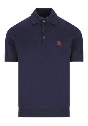 Brunello Cucinelli embroidered-logo polo shirt - Blue