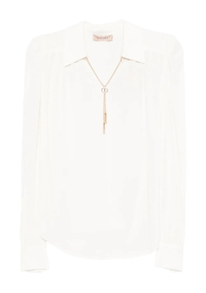 TWINSET chain-embellished polo blouse - White