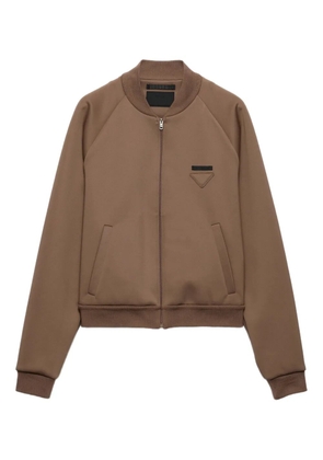 Prada logo-patch bomber jacket - Brown