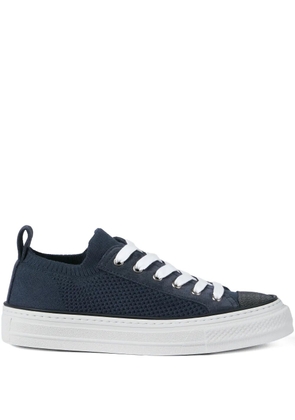 Brunello Cucinelli knit suede-panel sneakers - Blue
