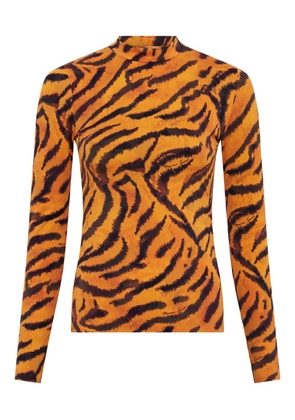 Marine Serre tiger-print turtleneck top - Orange