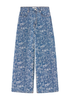 GANNI floral-print wide-leg jeans - Blue