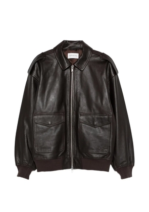 The Frankie Shop Viper flap-pocket leather jacket - Brown