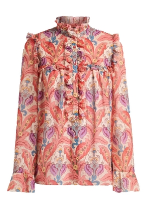 ETRO ruffle-detailed floral blouse - Pink