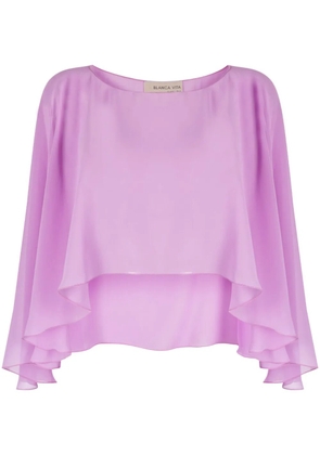 Blanca Vita transparent ruffled cropped top - Pink