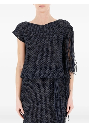 Liviana Conti short-sleeves fringed T-shirt - Blue