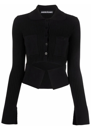 ANDREĀDAMO ribbed buttoned-up knitted top - Black