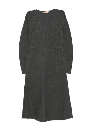 TWINSET textured-knit V-neck mini dress - Grey