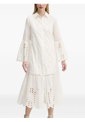 Desigual eyelet-embroidered bell-sleeve midi dress - White
