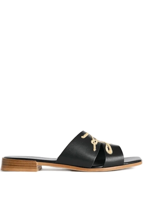 Karl Lagerfeld leather slides - Black