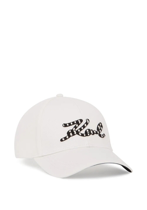 Karl Lagerfeld Signature striped-logo cap - White