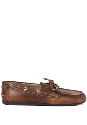 Miu Miu bleached leather loafers - Brown