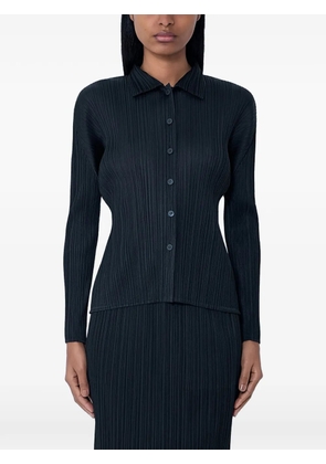 Pleats Please Issey Miyake pleated button-down shirt - Black