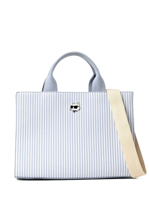 Karl Lagerfeld medium Ikon Choupette striped tote bag - Blue