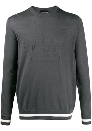 Emporio Armani logo embroidered sweater - Grey