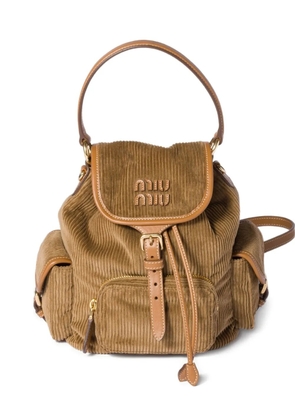 Miu Miu medium corduroy cotton backpack - Brown