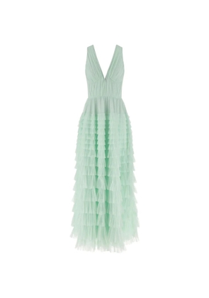 TWINSET V-neck ruffled tulle maxi dress - Green