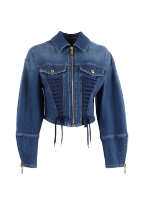 Elisabetta Franchi lace-up pocket jacket - Blue