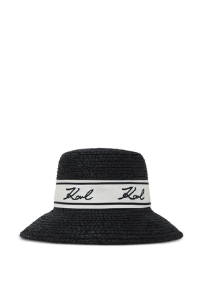 Karl Lagerfeld Signature raffia hat - Black