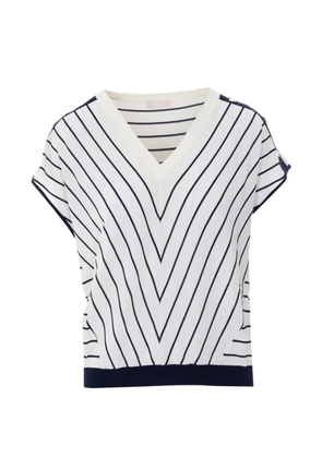 LIU JO striped V-neck T-shirt - White