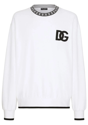 Dolce & Gabbana logo-embroidered cotton sweatshirt - White