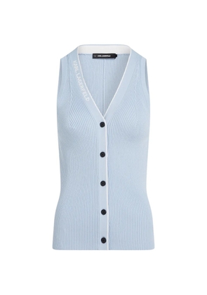 Karl Lagerfeld logo-detail sleeveless cardigan - Blue