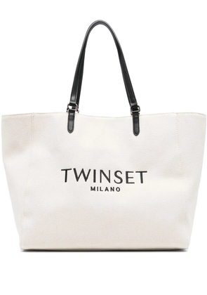 TWINSET logo-embroidered shoulder bag - Neutrals