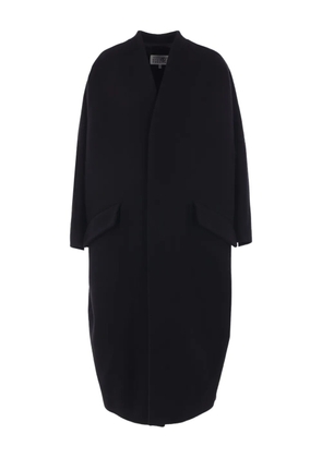 MM6 Maison Margiela long-sleeve virgin-wool-blend coat - Black