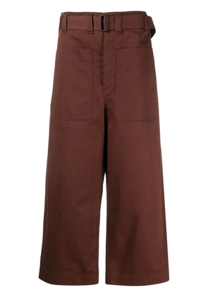 LEMAIRE wide-leg cotton-linen trousers - Brown