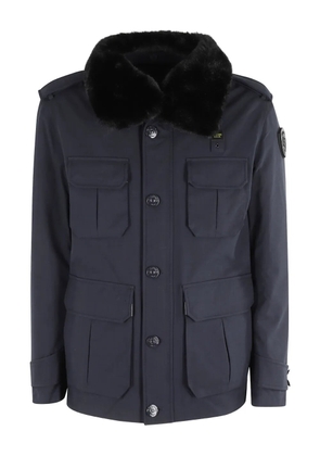 Blauer fur-collar flap-pocket jacket - Blue