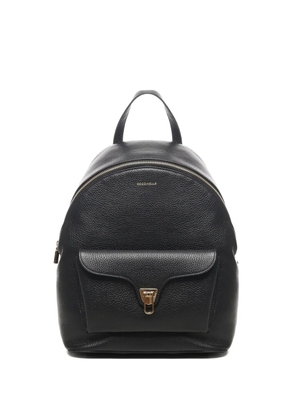 Coccinelle Beat flap-pocket leather backpack - Black