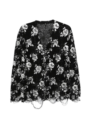 R13 floral print frayed cardigan - Black